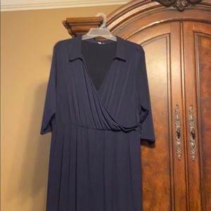 Navy Blue faux wrap maxi dress